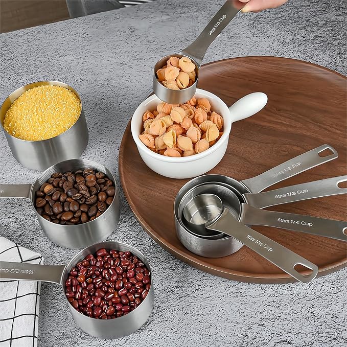 Measuring Cup Set of 8, 18/8 Stainless Steel Measuring Cups - Image 6