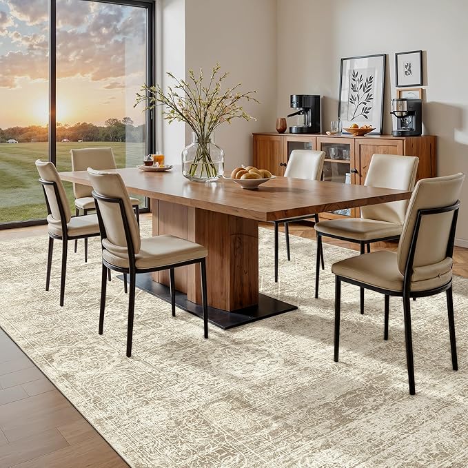 Madane 9x12 Area Rugs for Living Room, Soft Vintage Beige Area Rug - Image 2