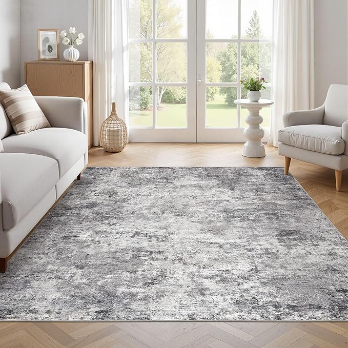 UERMEI Square Area Rugs : Washable 6x6 Neutral Modern Abstract Carpet - Image 4