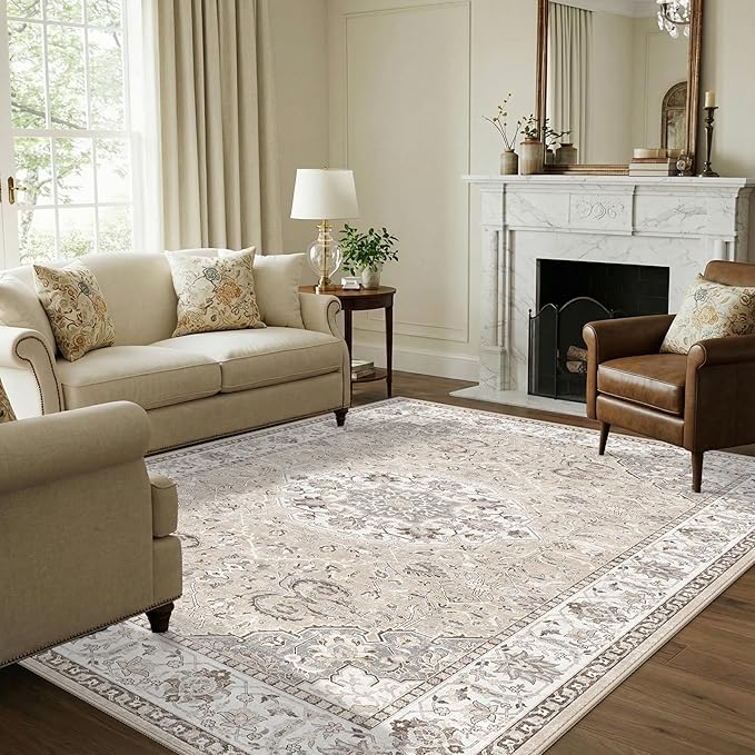 Living Room 6x9 Area Rugs: Farmhouse Washable Ultra Soft Carpet by HYHAOYUNLAI
