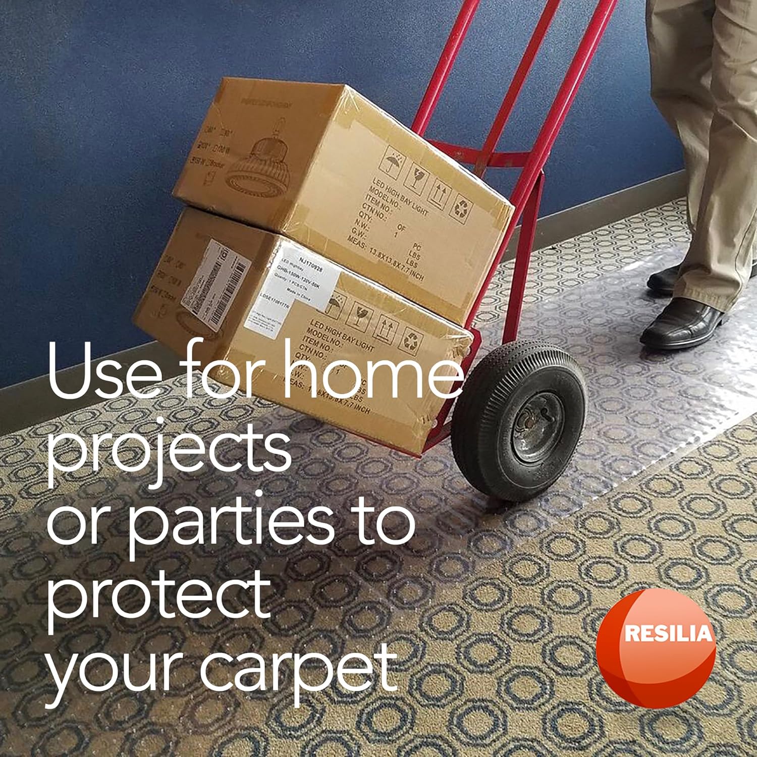 RESILIA Low-Pile Carpet Runner - Non Slip Carpet & Rug Protection, Washable Clear Vinyl Floor Runners, 27 Inches Wide x 6 Feet Long, Made in The USA