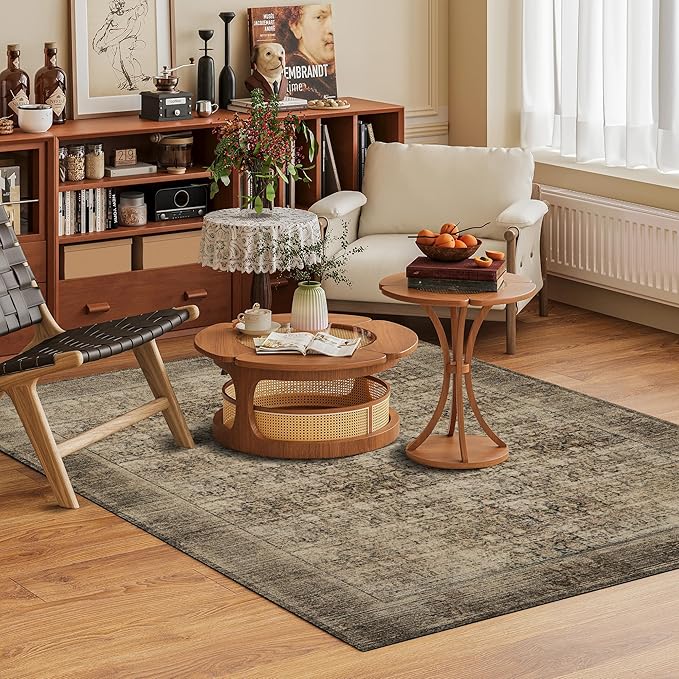 Washable Area Rug 6' x 9' Vintage Traditional Persian Mat - Image 2