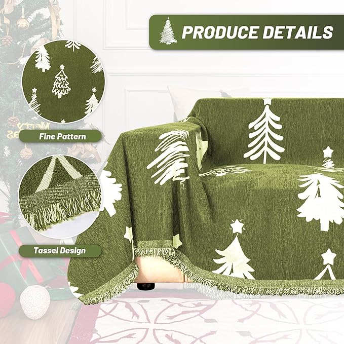 MYSKY HOME 71"X102" Chair Christmas Couch Cover, Sectional Sofa Covers Sofa - Image 3