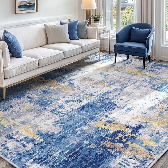 Washable Area Rugs 5'x7' Non-Slip Modern Abstract Soft by RELEANY