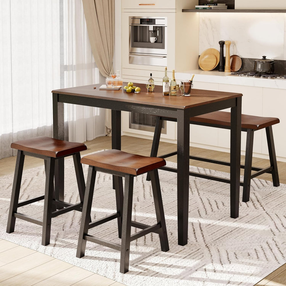 PHI VILLA Dining Table Set for 4, Kitchen Table Set with Bench and Chairs, So...