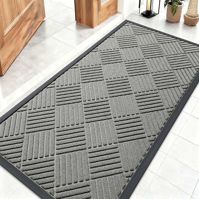 OLANLY Front Door Mat Outside Entrance 47x23, Heavy Duty Sturdy Natural Rubber by OLANLY