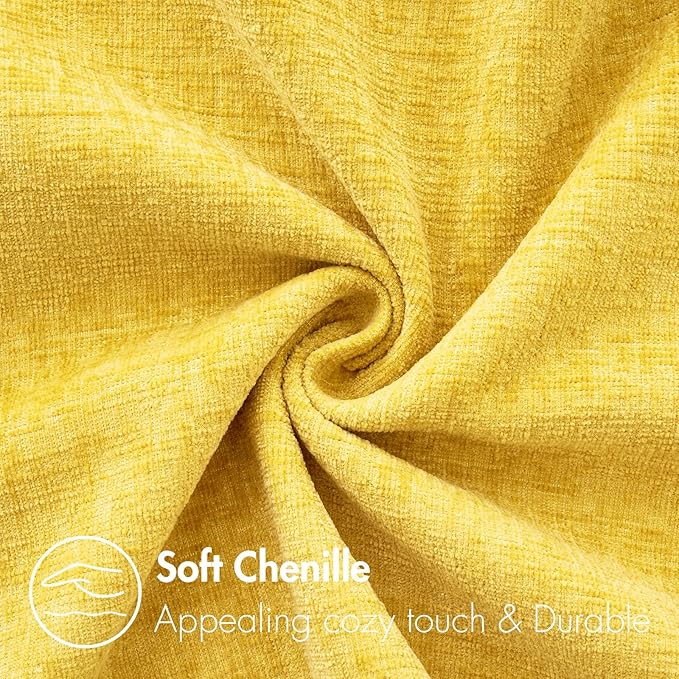MIULEE Pack of 2 Couch Throw Pillow Covers 18x18 Inch Soft Yellow Chenille - Image 2