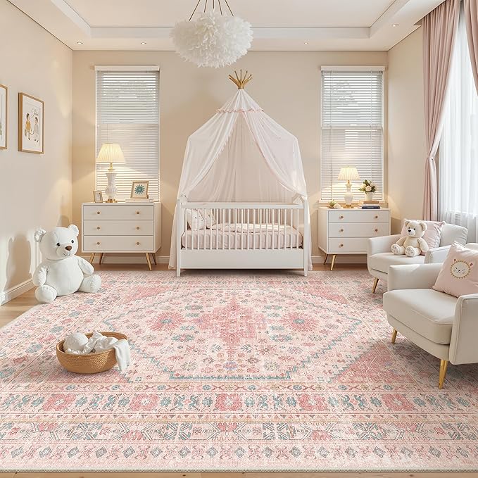 zesthome 8x12 Area Rugs for Girls Bedroom, Low Pile Machine Washable Rugs - Image 8