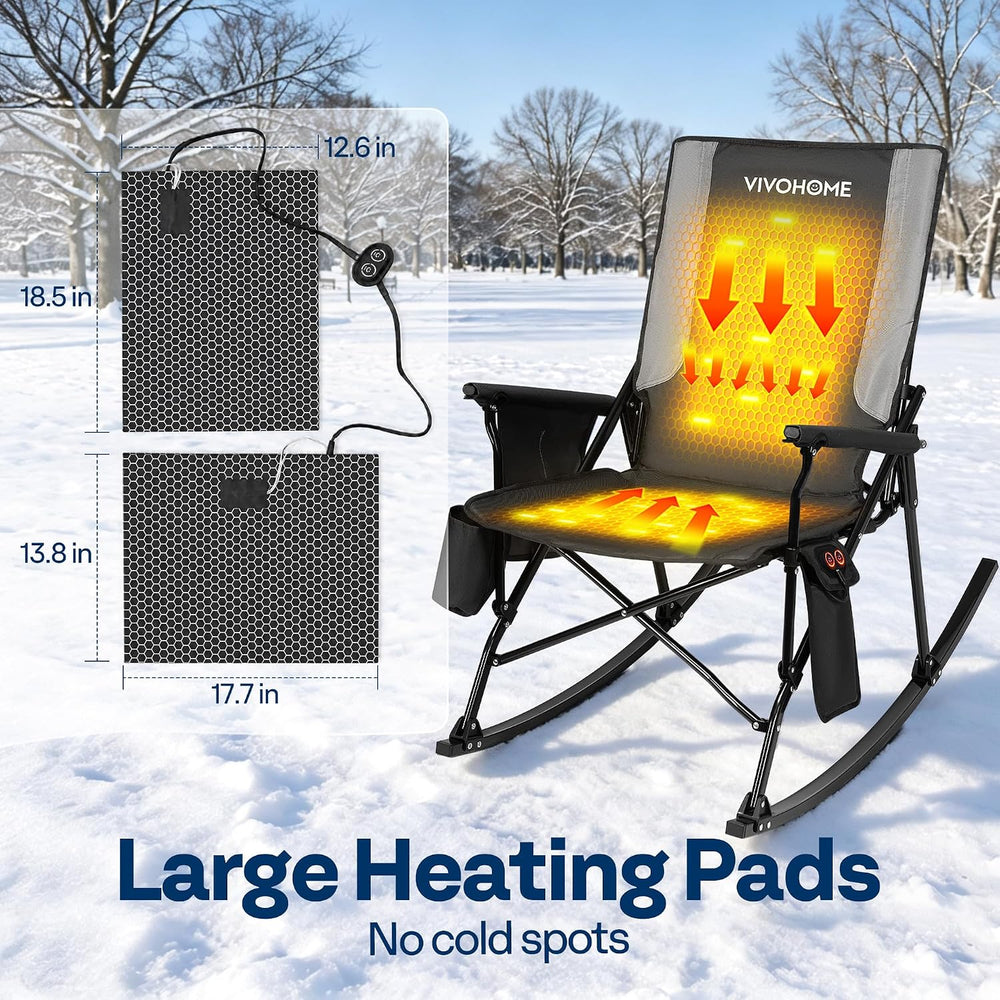 VIVOHOME Oversized Heated Rocking Camping Chair with 20000 mAh Power Bank