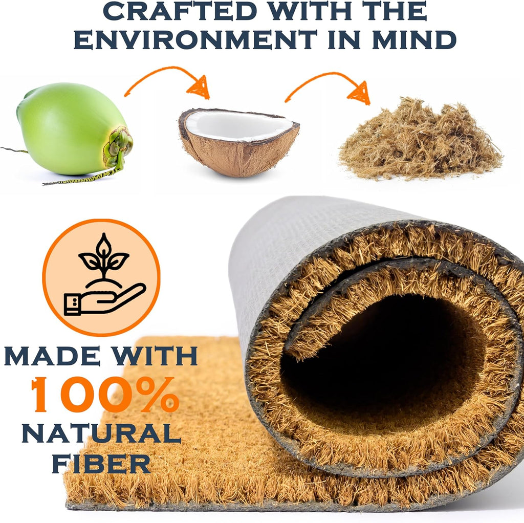 Grandkids Spoiled Here Door Mat 30x17 Inch, Coir Welcome Mat Front Doormat | Natural Coco Fibers, Dirt Scraper, Pvc Backing, Covered Porch Farmhouse Decor, Warm Welcome Everyday Use, Grandparents Gift