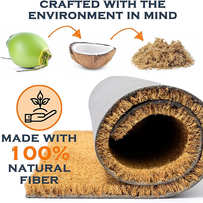 MAINEVENT Plain Coir Doormat Bulk 30x17 Inch, 2 Pack Door Mat Coir Outdoor - Image 8