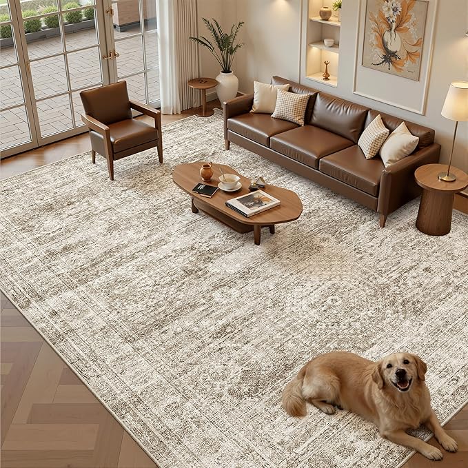 Area Rug 10x12 Vintage Washable Living Room Large Carpet Non Slip Bedroom - Image 2