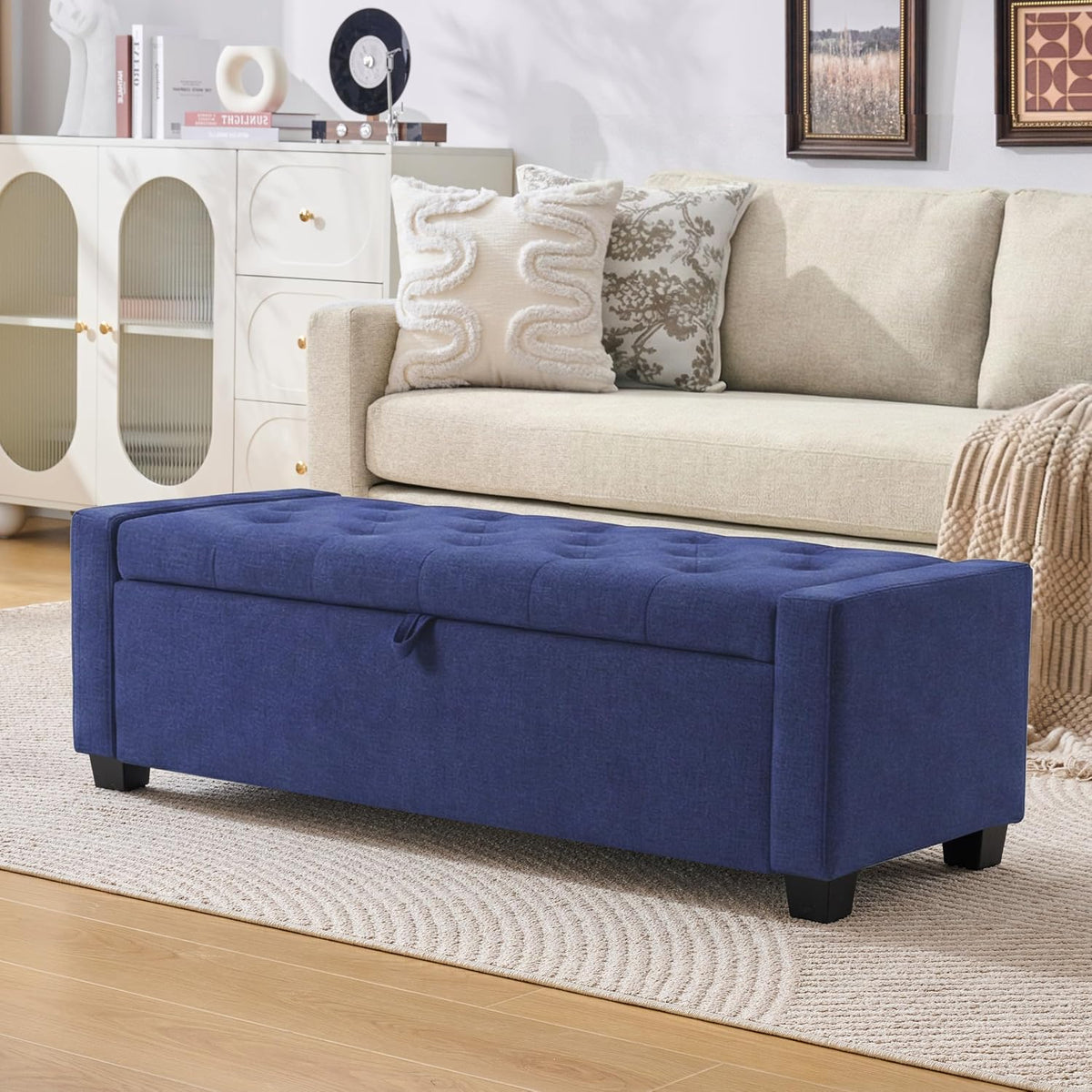 huatean home 48" ottoman with storage, blue storage, main product view