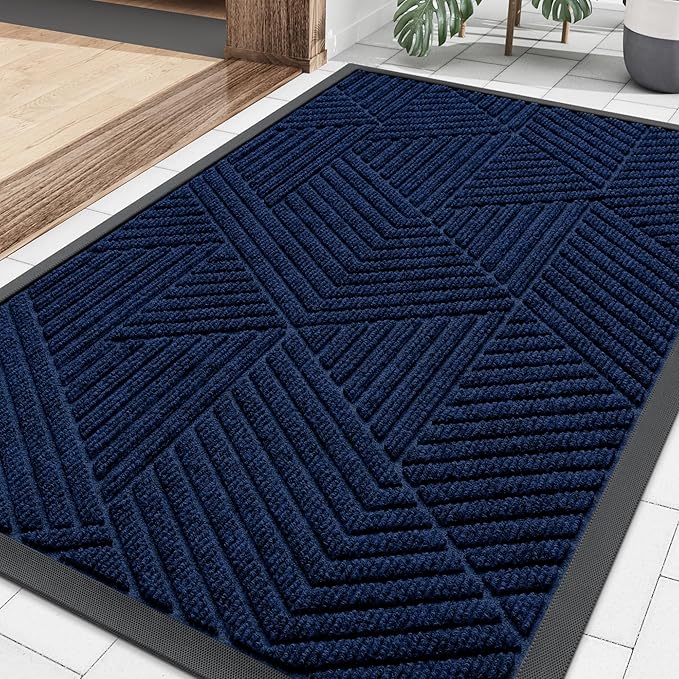 Smiry Front Door Mat Outside Entrance, Heavy Duty Sturdy Natural Rubber Doormat by Smiry