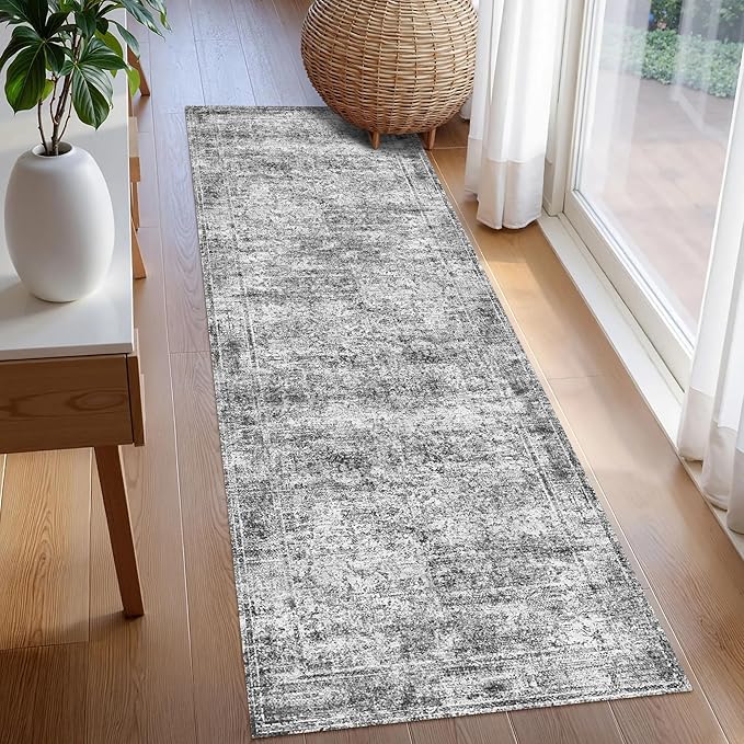 Washable Area Rug 2'6'' x 8' Vintage Traditional Persian Mat - Image 3
