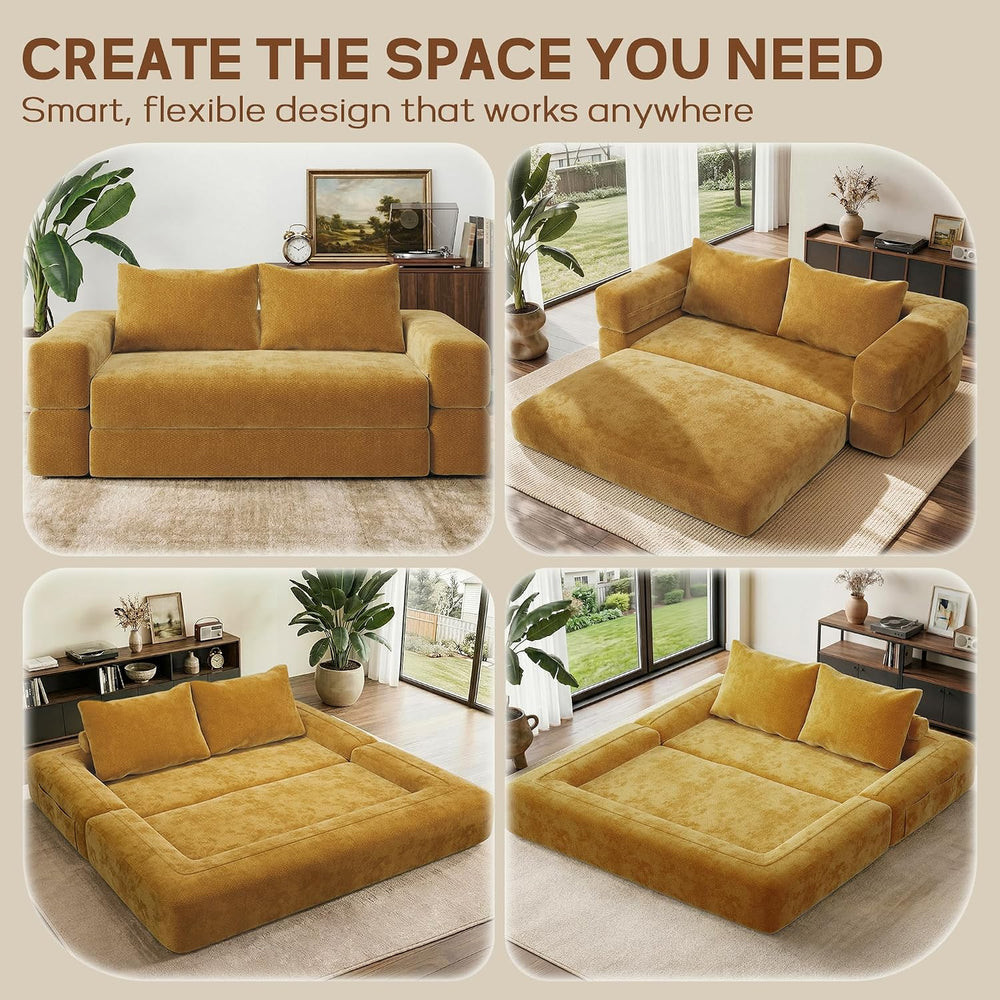 75'' convertible Sofa Couch Bed Queen, Foldable Boneless Couch Sleepe...