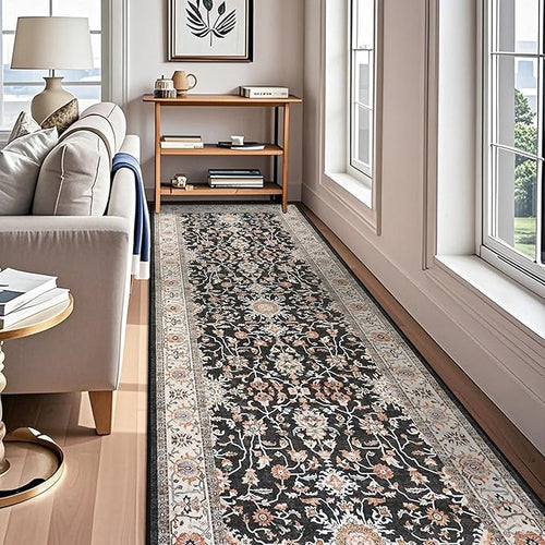 4x12 ft Wide Hallway Rug: Non-Slip Washable Vintage Long Carpet Runner - Image 2