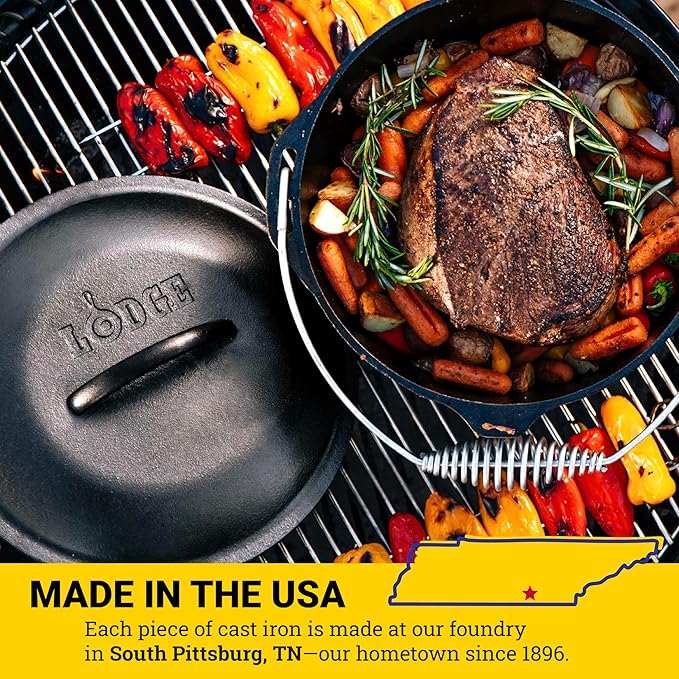 Lodge 9 Quart Pre-Seasoned Cast Iron Dutch Oven - Image 7