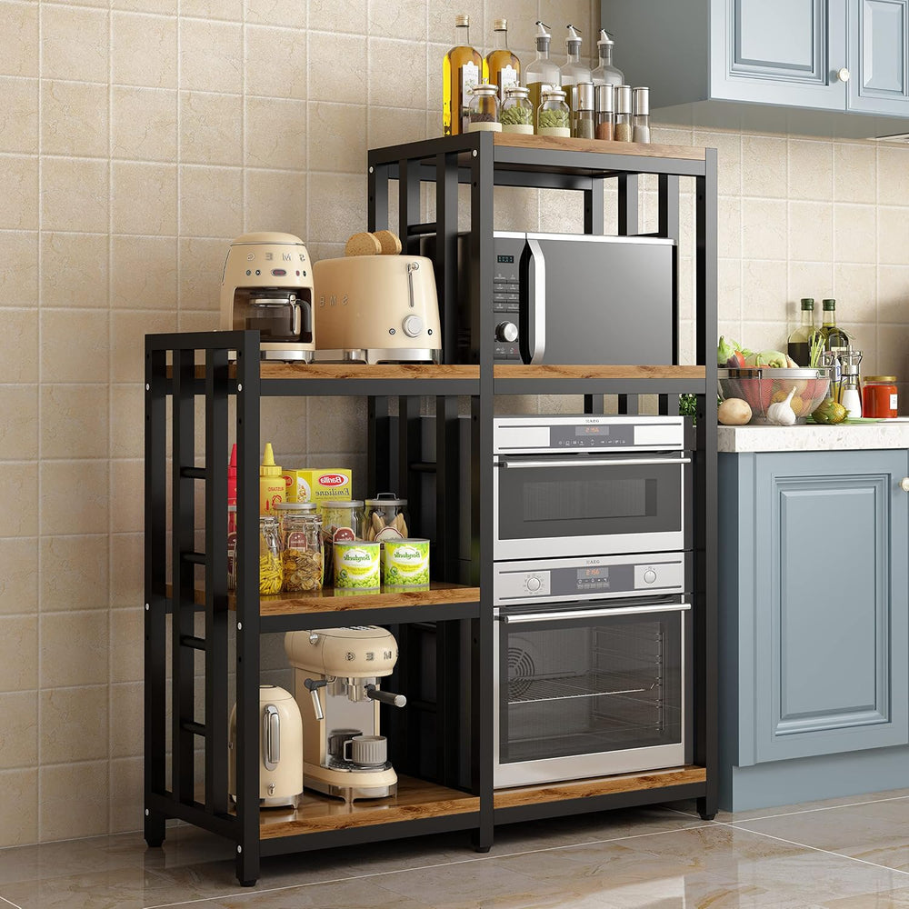 Kitchen Bakers Rack, 4-Tier+3-Tier Workstation Organizer Shelf, Free Standing...