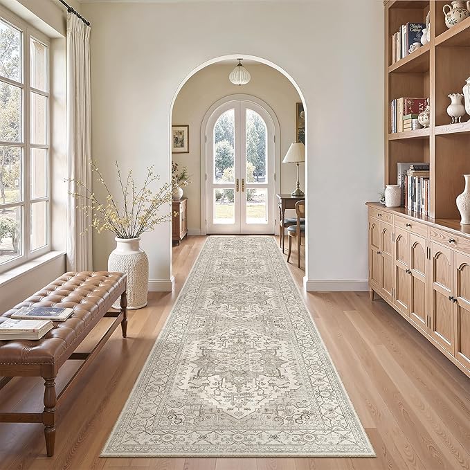Madane Hallway Runner Rug 2'6''x12', Non Slip Vintage 12ft Runners by Madane