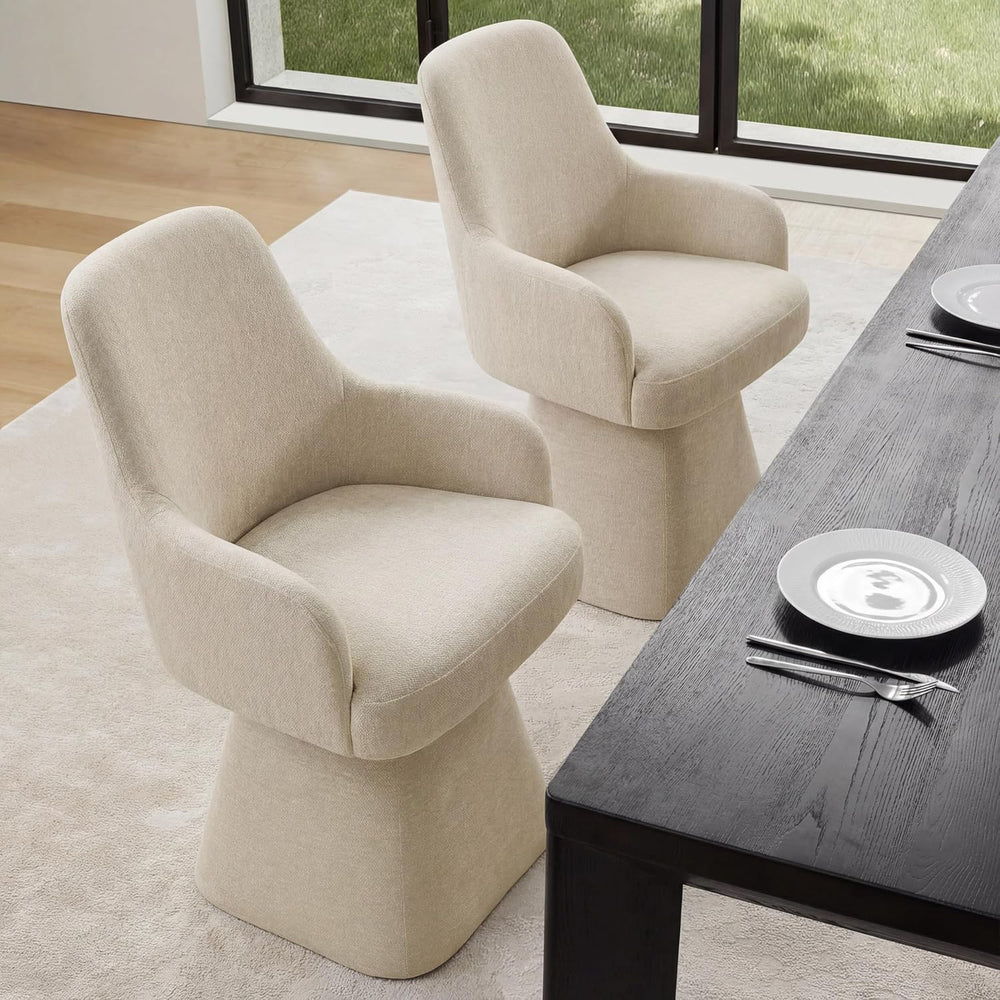 Swivel Dining Chairs Set of 2, Mid Century Modern Chairs Fabric Upholstered A...