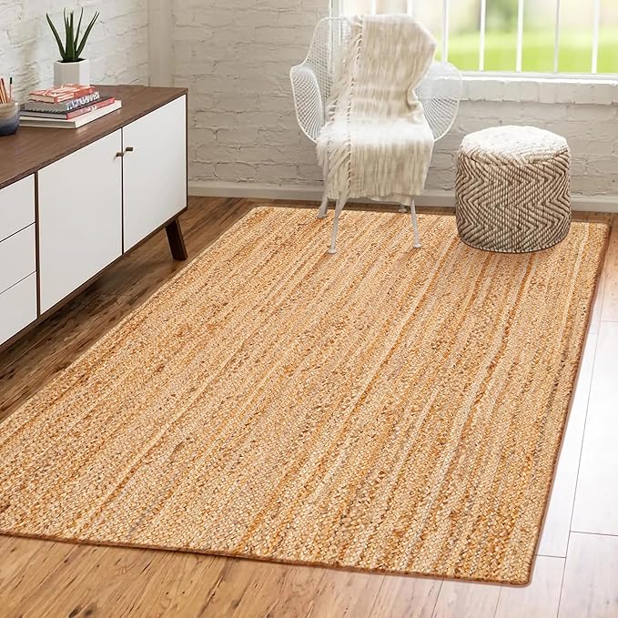 Hausattire Hand Woven Jute Braided Rug, Reversible Boho Entry Area Rugs - Image 6