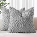 decorUhome Throw Pillow Covers 18x18 Inch Set of 2, Soft Plush Faux Wool Grey by decorUhome