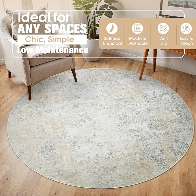 Round Rug 6ft Circle Rug Washable: Carpet Small Circular Area Rug - Image 3
