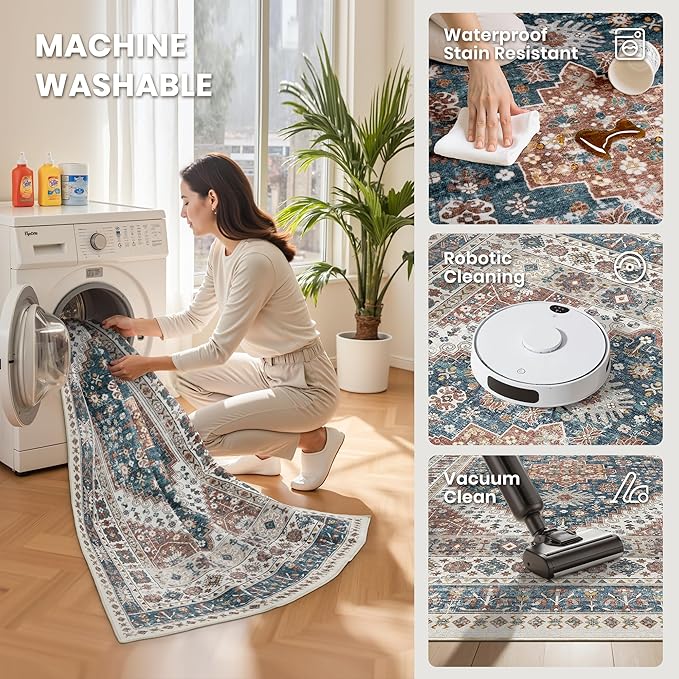 zesthome 10x14 Area Rugs, Stain Resistant Washable Rug, Ultra-Thin Rugs - Image 5