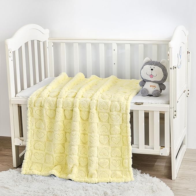 Yurhap Fleece Baby Blanket Heart Checkered Blanket, Ultra Soft Cozy Baby - Image 5