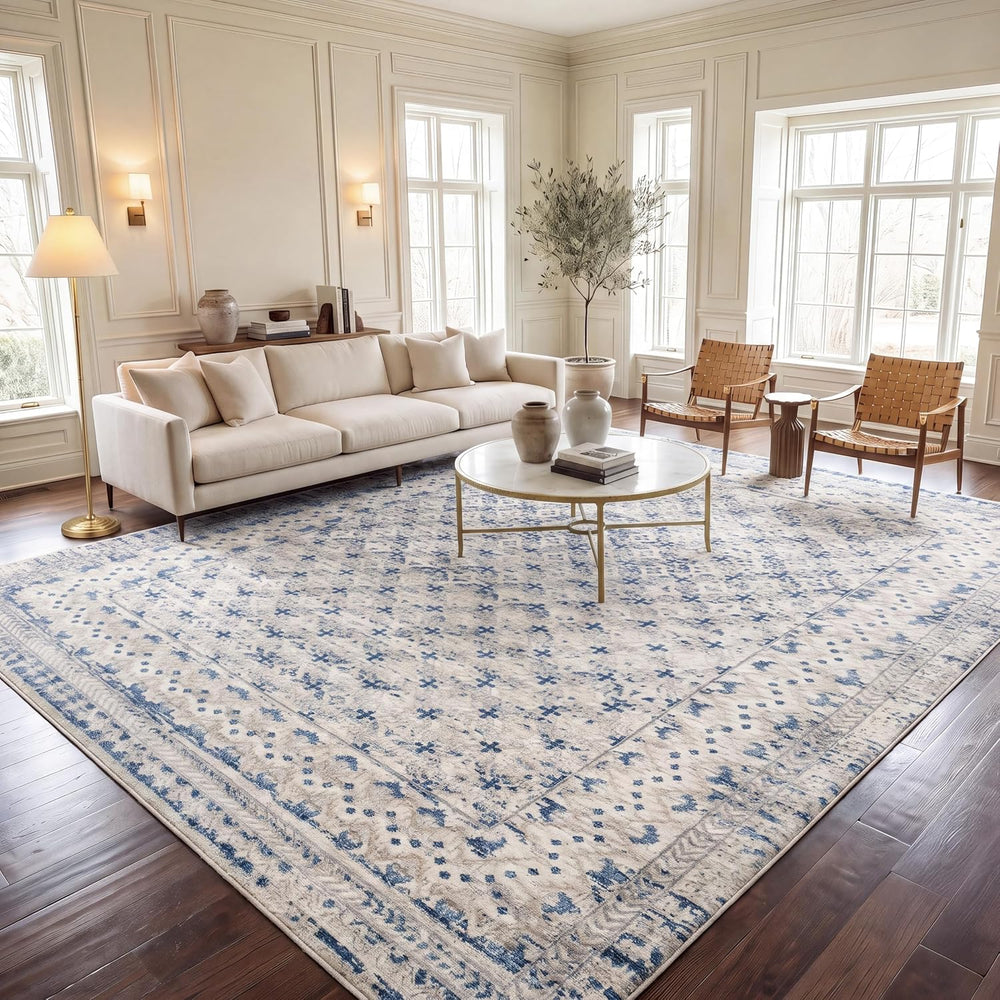 SAFAVIEH Brentwood Collection Area Rug - 9' x 12', Light Grey & B...