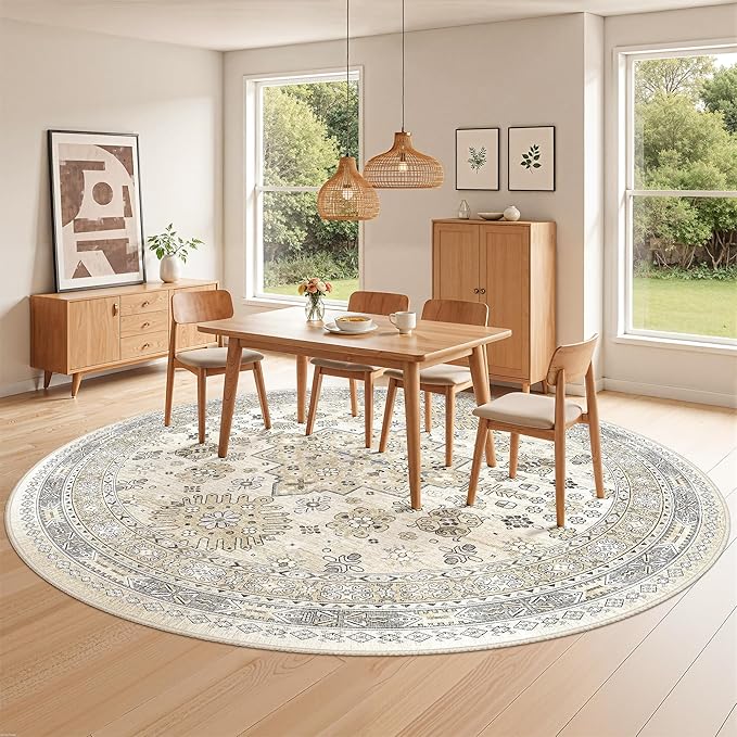 zesthome 9ft Round Rugs for Living Room, Non-Slip Washable Round Area Rugs - Image 3
