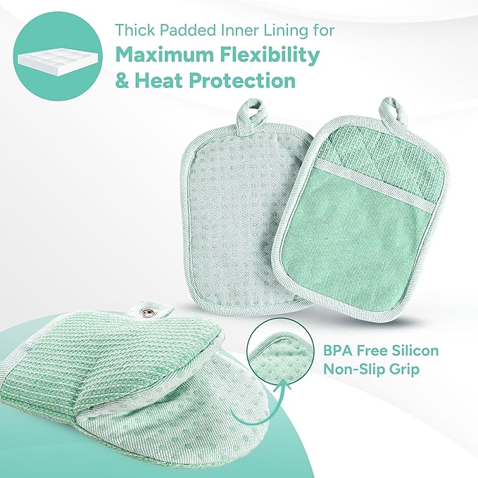 Casa Platino Potholders & Oven Mitts Heat Resistant, 8-Piece Mini Oven Mitt - Image 3
