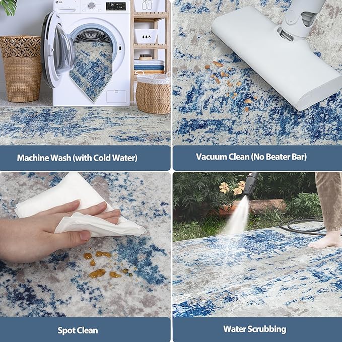 4x6 Area Rugs for Living Room Rug Washable: Abstract Rug for Dining Room - Image 5