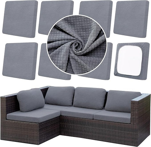 8Pcs Outdoor Cushion Covers, Patio Cushion Covers, Stretch Elastic Slipcovers by dreahoteztil