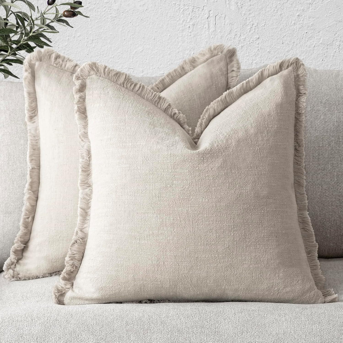 foindtower decorative linen fringe throw pillow covers 24×24, main product view