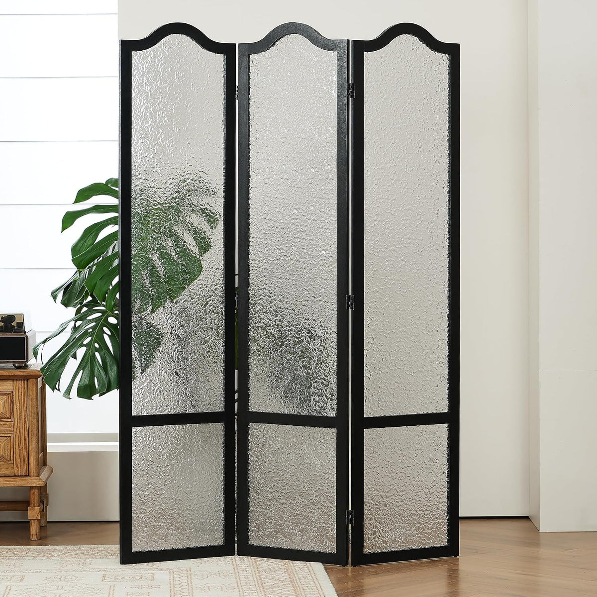 jostyle acrylic room divider, black, 3-panel, 67" h, main product view