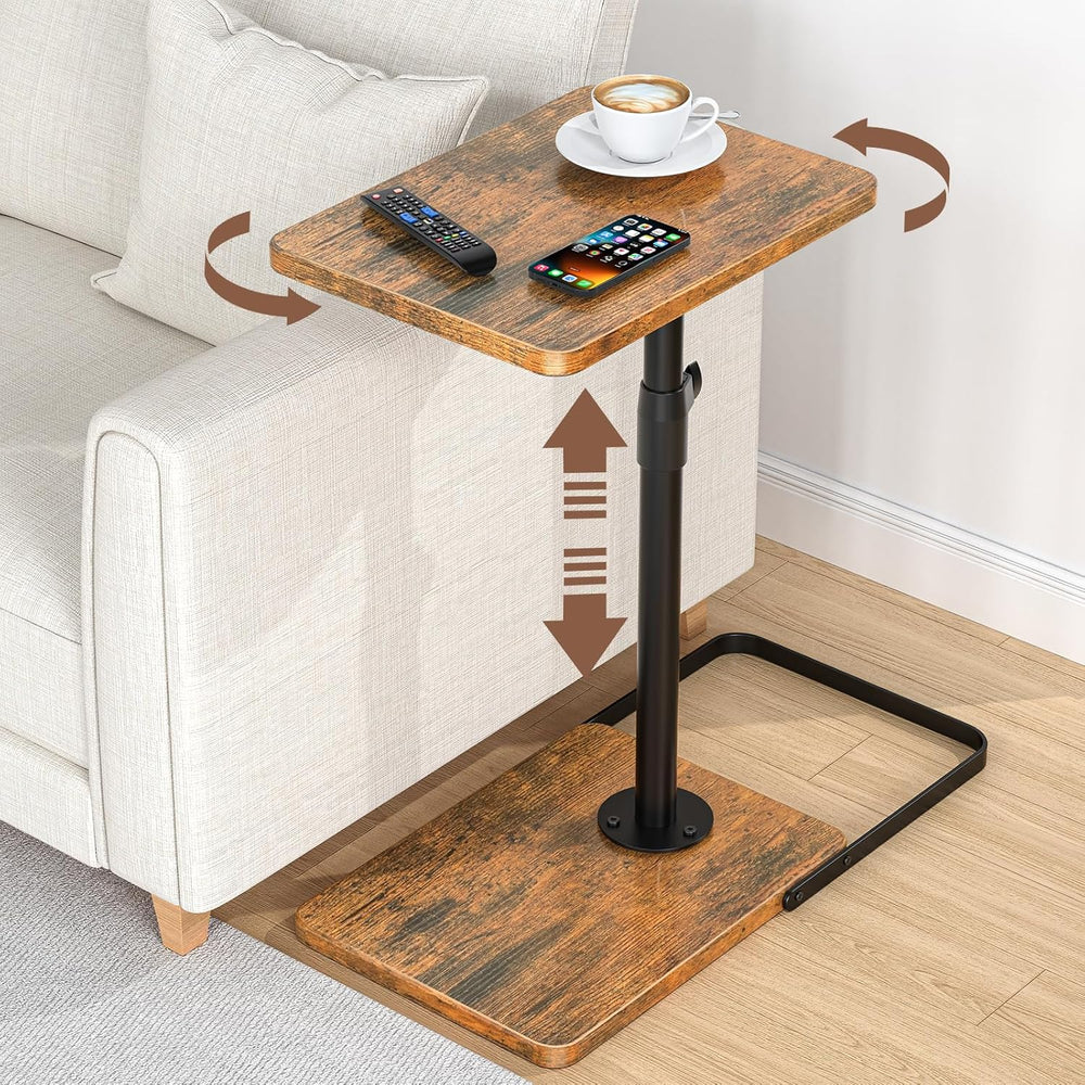 C Table End Table Adjustable Height, 360°Swivel TV Tray Table, Upgraded Metal...