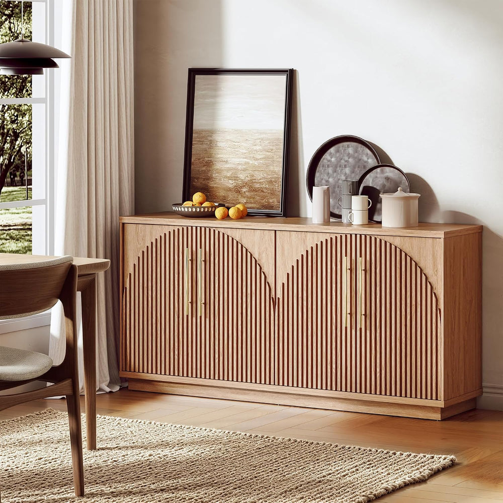 130" Arched Sideboard Buffet Cabinet with Storage, Credenza