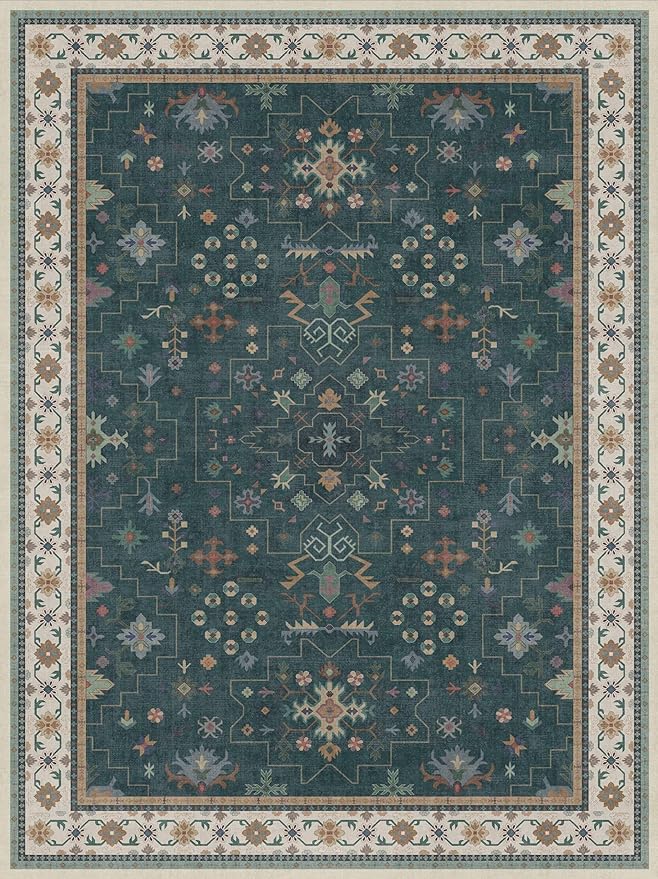 Hazo Haus Dark Green Vintage Living Room Rug 9x12 - Image 2