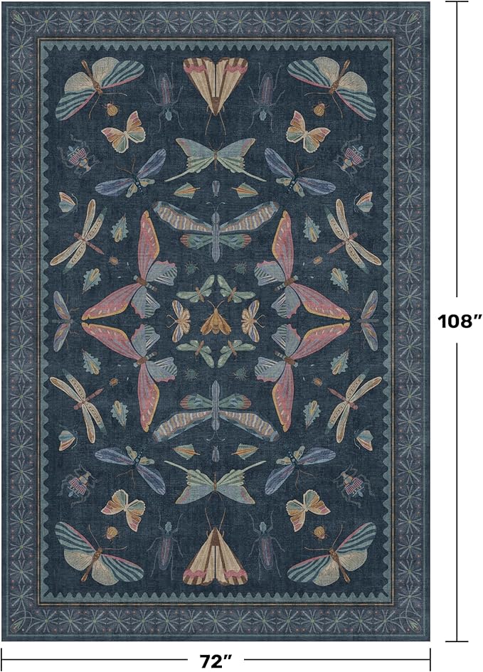 Boho Living Room Area Rug 6x9, Non Slip Dining Room Rugs - Image 2