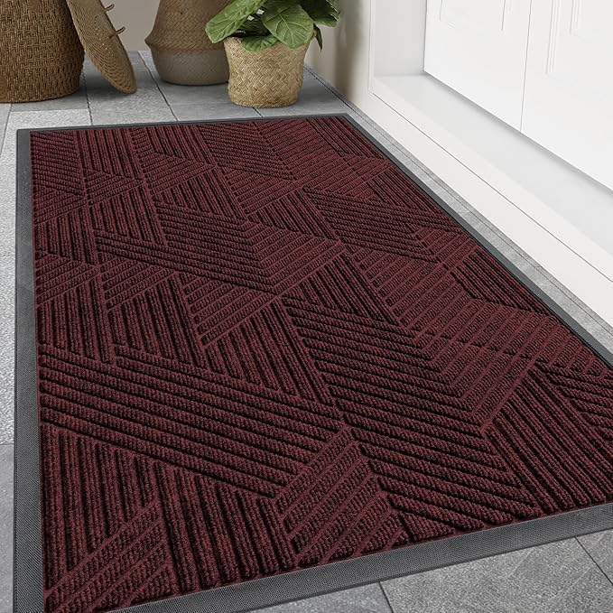 Smiry Front Door Mat Outside Entrance, Heavy Duty Sturdy Natural Rubber Doormat by Smiry