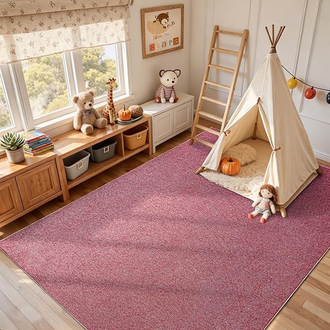 FinRèc 6x9 Washable Area Rugs for Bedroom Living Room, Low Pile Thin Rug Solid - Image 5