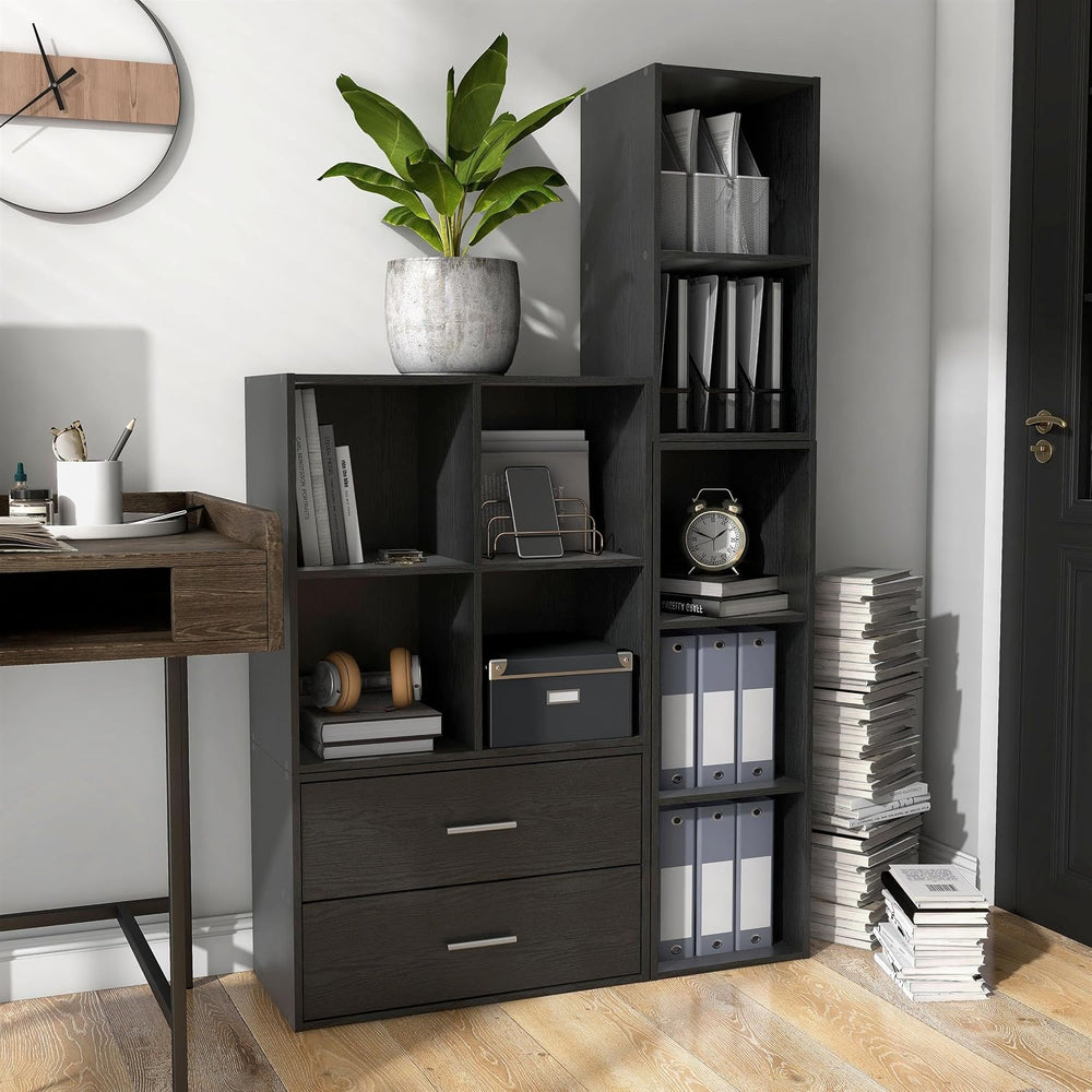 Homes: Inside + Out Apexa 4-Cube Storage Organizer Shelves, Stackable Wood Bo...