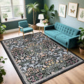 Area Rug Living Room Rugs: Floral 4x6 Washable Rug Vintage Soft Boho Non-Slip by PLHXFRSoftAreaRugs