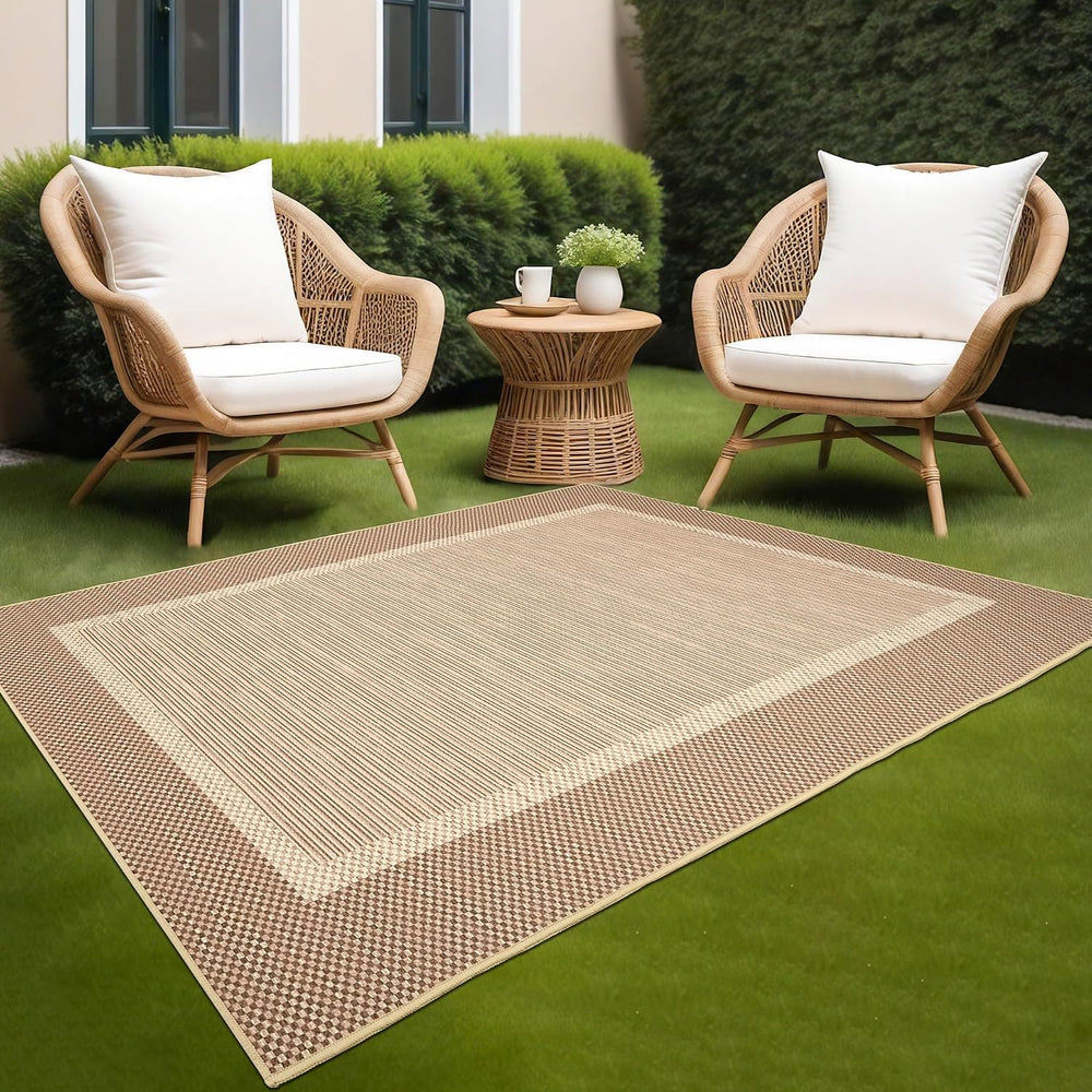 ILANGO Jute Area Rugs for Outdoor, Patio Woven Washable Rugs 5'x7', N...