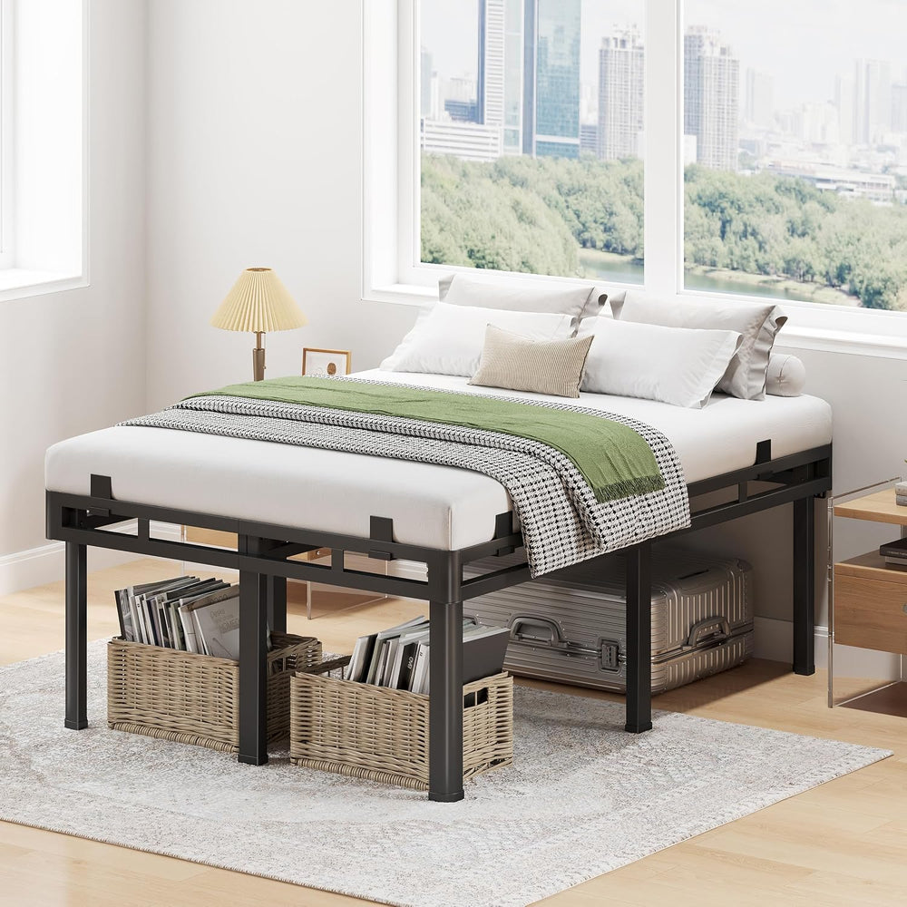 Superay 22 inch HIgh King Bed Frame with Rounded Legs, Double Layer Design