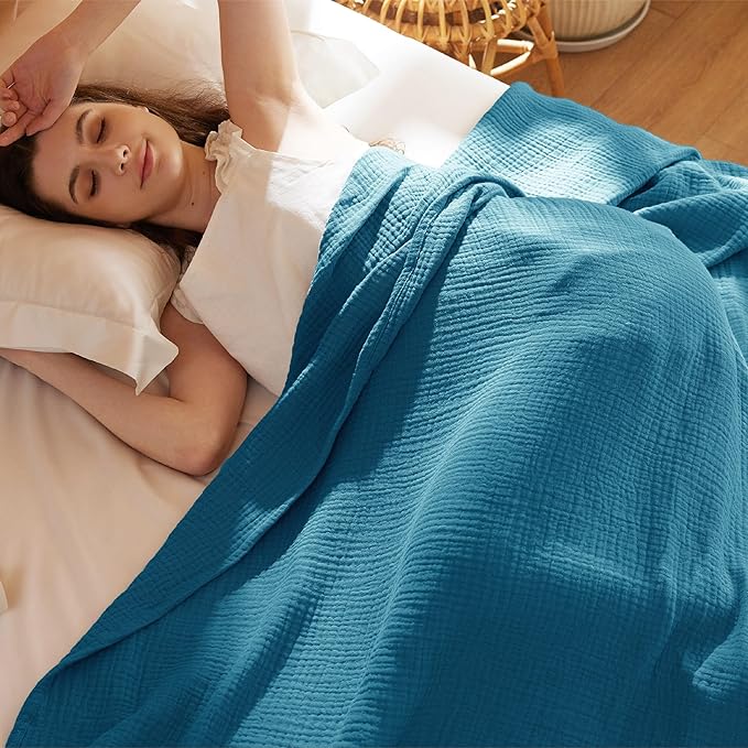 Bedsure 100% Cotton Muslin Blanket King Size - Image 6
