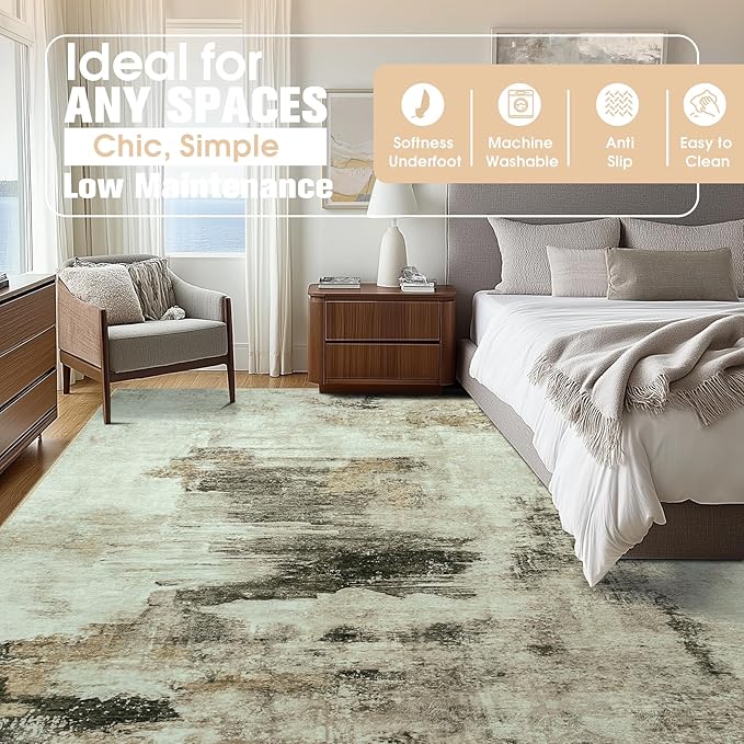 9x12 Area Rugs for Living Room Rug Washable: Abstract Large Rug for Dining Room - Image 8
