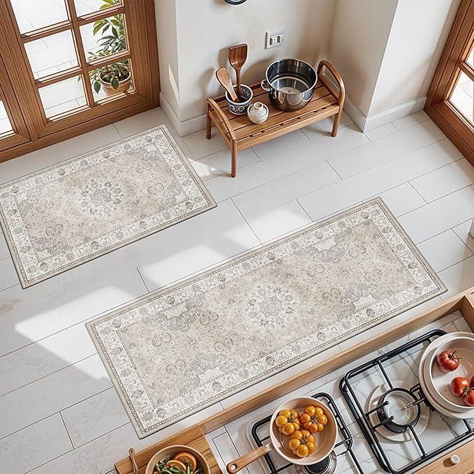 2-Piece Kitchen Runner Rug Set: Washable Non-Slip Floor Mats by HYHAOYUNLAI